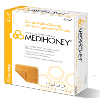 Picture of Medihoney Hydrocolloid Dressing without Border, Non-Adhesive, 4" x 5"