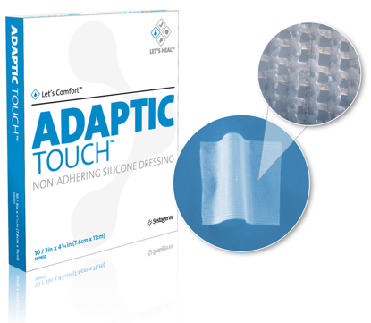 Picture of Adaptic Touch™ Non Adhering Dressing, Flexible, Cellulose Acetate Coated with Silicone 3" x 4-1/4"