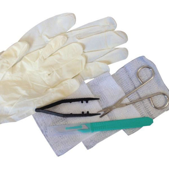 Picture of Debridement Kit with Scissor, Scalpel and Gloves