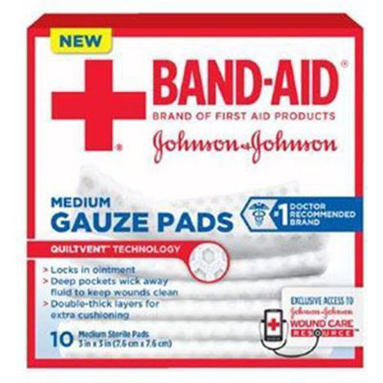 Picture of Johnson & Johnson Band-Aid® First Aid Gauze Pad, Medium (3"x3")